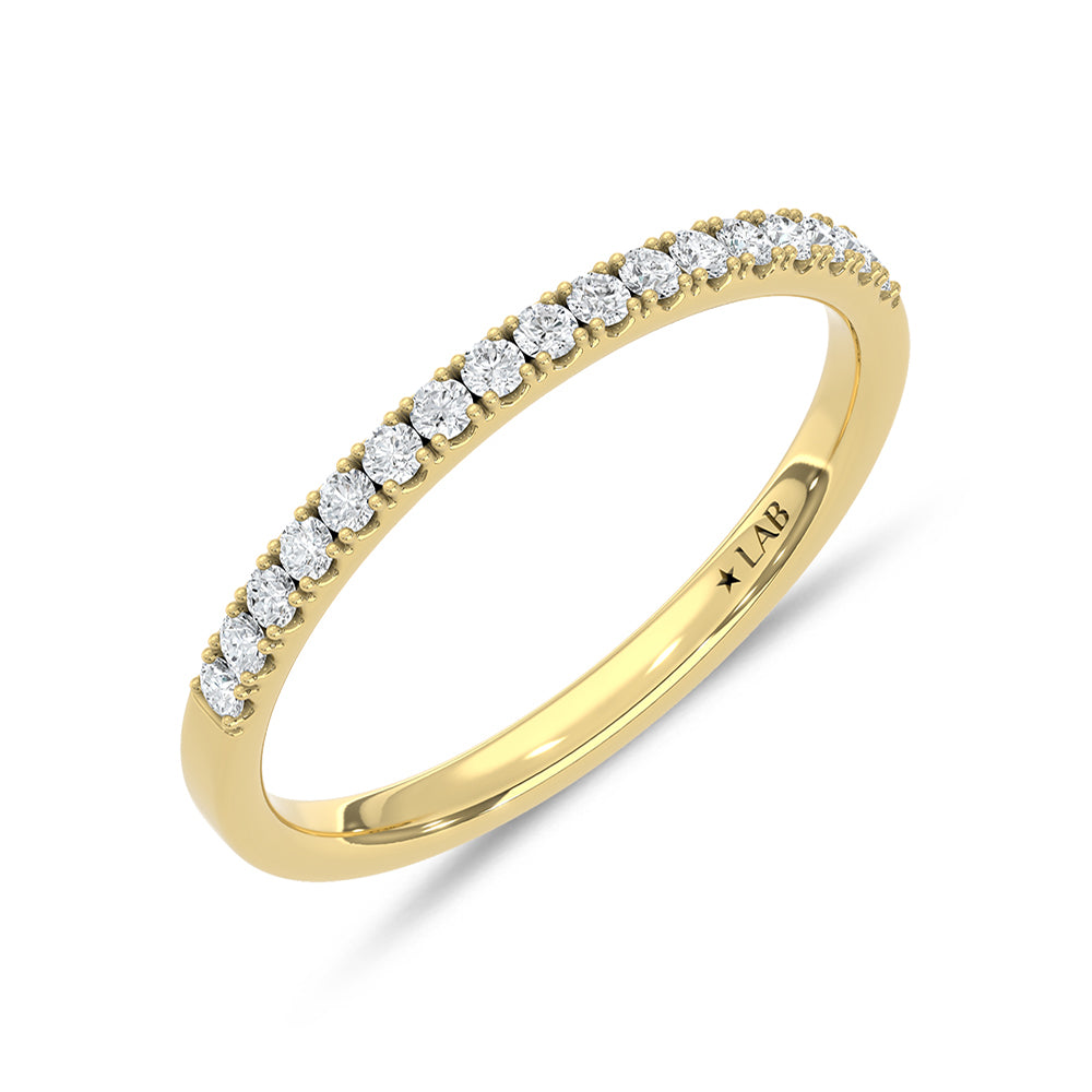 14K Yellow Gold Lab Grown Diamond 1/6 ct. tw. Wedding Band, top view of the diamonds