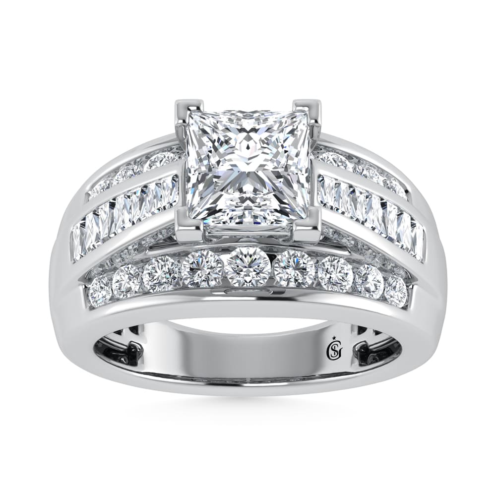 10K White Gold Lab Grown Diamond 1 3/4 Ct.Tw. Princess Shape Engagement Ring (IGI Certified 1CT)