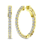 14K Yellow Gold Lab Grown Diamond 2 Ct.Tw. In and Out Hoop Earrings (3/4 inches)  Picasso Gold & Diamond Jewelry