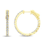 14K Yellow Gold Lab Grown Diamond 2 Ct.Tw. In and Out Hoop Earrings (3/4 inches)  Picasso Gold & Diamond Jewelry