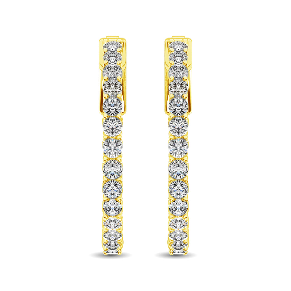 14K Yellow Gold Lab Grown Diamond 2 Ct.Tw. In and Out Hoop Earrings (3/4 inches)  Picasso Gold & Diamond Jewelry