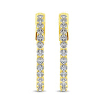 14K Yellow Gold Lab Grown Diamond 2 Ct.Tw. In and Out Hoop Earrings (3/4 inches)  Picasso Gold & Diamond Jewelry