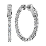 14K White Gold Lab Grown Diamond 10 Ct.Tw. In and Out Hoop Earrings ( 1 5/8 inches)  Picasso Gold & Diamond Jewelry