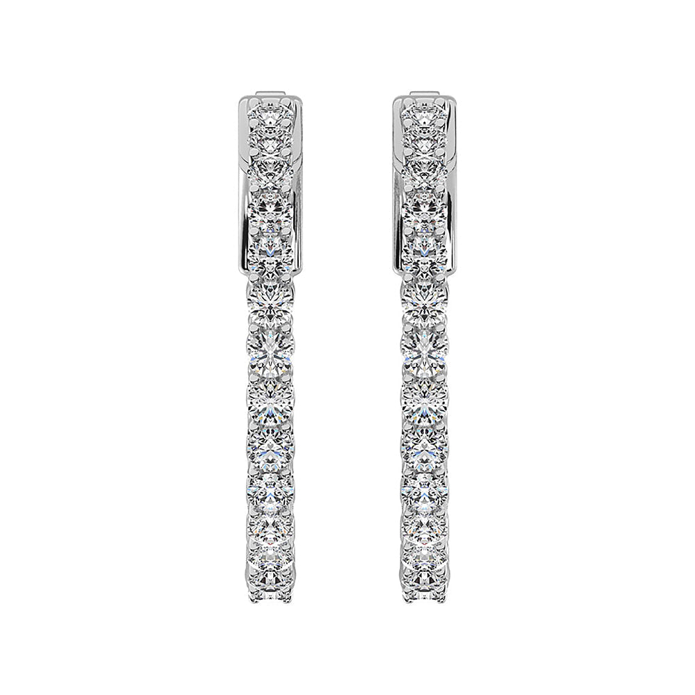 14K White Gold Lab Grown Diamond 10 Ct.Tw. In and Out Hoop Earrings ( 1 5/8 inches)  Picasso Gold & Diamond Jewelry