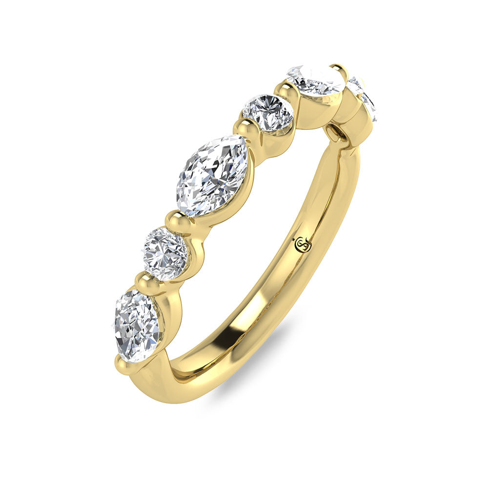 14K Yellow Gold Lab Grown Diamond 1/2 ct. tw. Wedding Band, top view of the diamonds