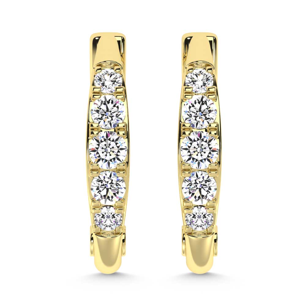 10K Yellow Gold Lab Grown Diamond 1/4 Ct.Tw. Hoop Earrings  Picasso Gold & Diamond Jewelry