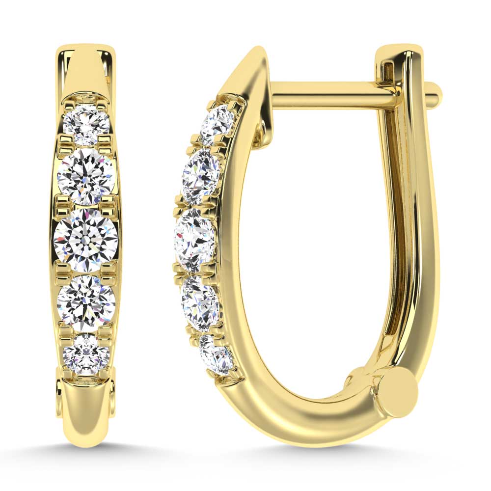 10K Yellow Gold Lab Grown Diamond 1/4 Ct.Tw. Hoop Earrings  Picasso Gold & Diamond Jewelry