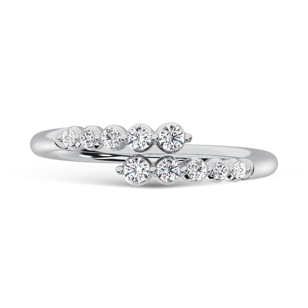 10K White Gold Lab Grown Diamond 1/5 ct. tw. Fashion Ring, top view of the diamonds
