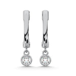 Classic 10k White Gold hoop earrings, set with 1/2 Ct.Tw. lab-grown diamond, side profile view.