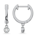 Handcrafted 10k White Gold hoop earrings, featuring 1/2 Ct.Tw. lab-grown diamond, worn lifestyle shot.