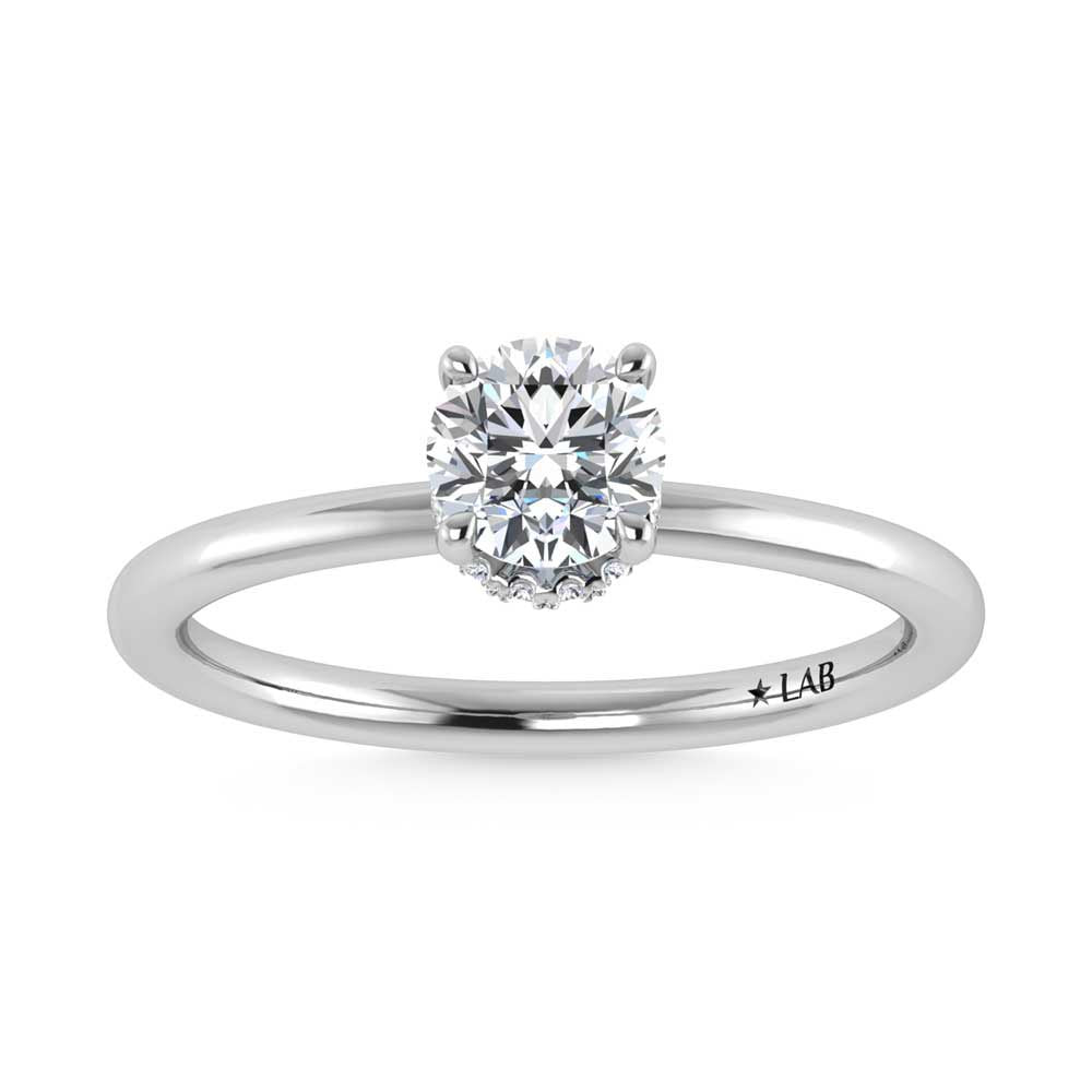 14K White Gold Lab Grown Diamond 1 1//20 Ct.Tw. Round Shape Halo Engagement Ring (Center 1CT)