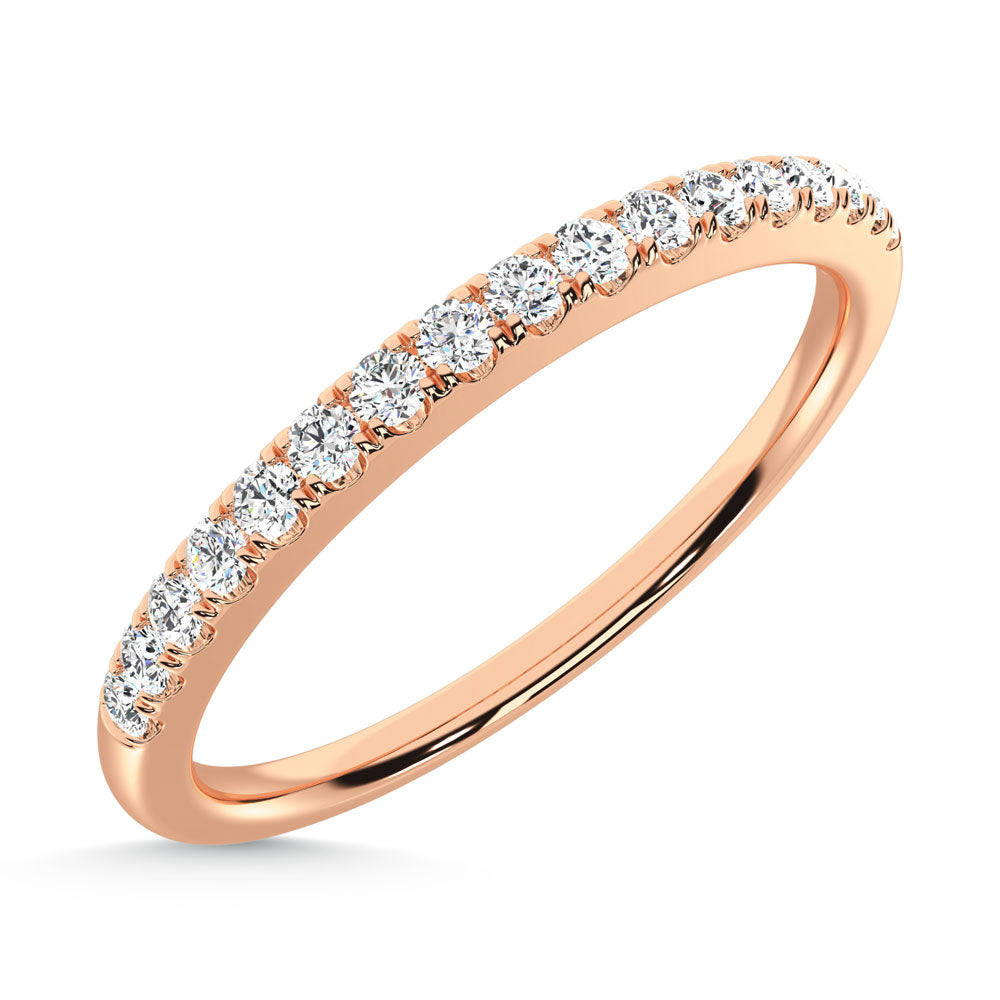 10K Rose Gold Lab Grown Diamond 1/6 ct. tw. Wedding Band, top view of the diamonds