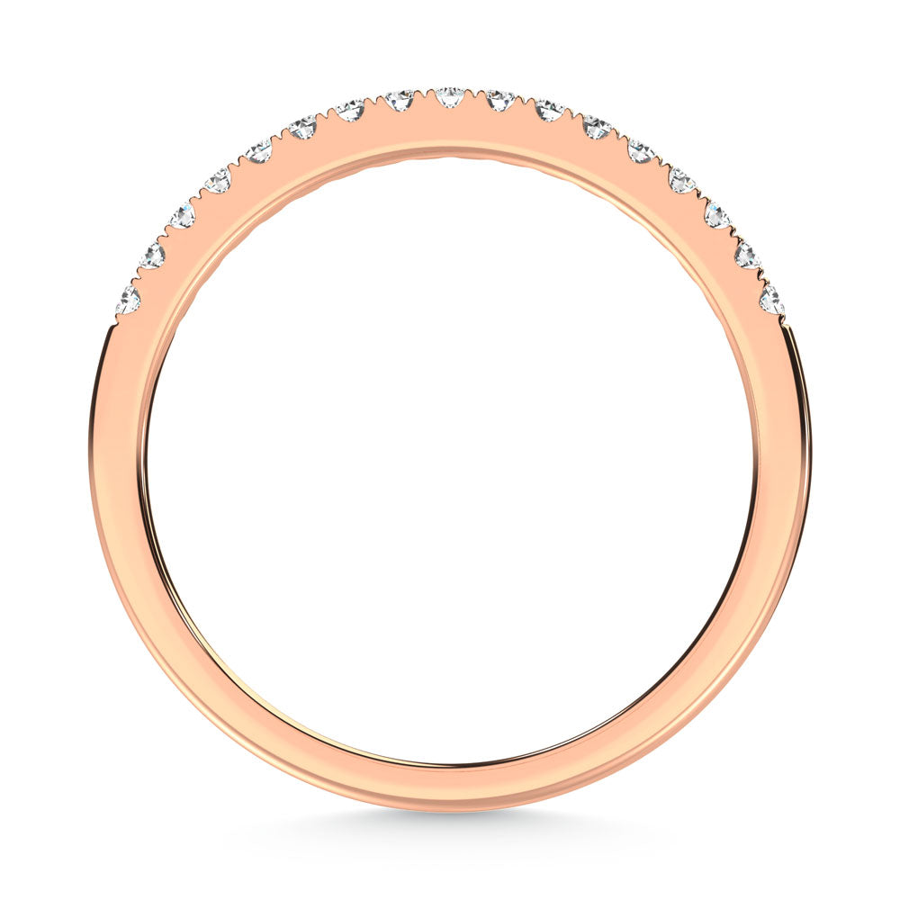 10K Rose Gold Lab Grown Diamond 1/6 ct. tw. Wedding Band, close-up of the diamond setting