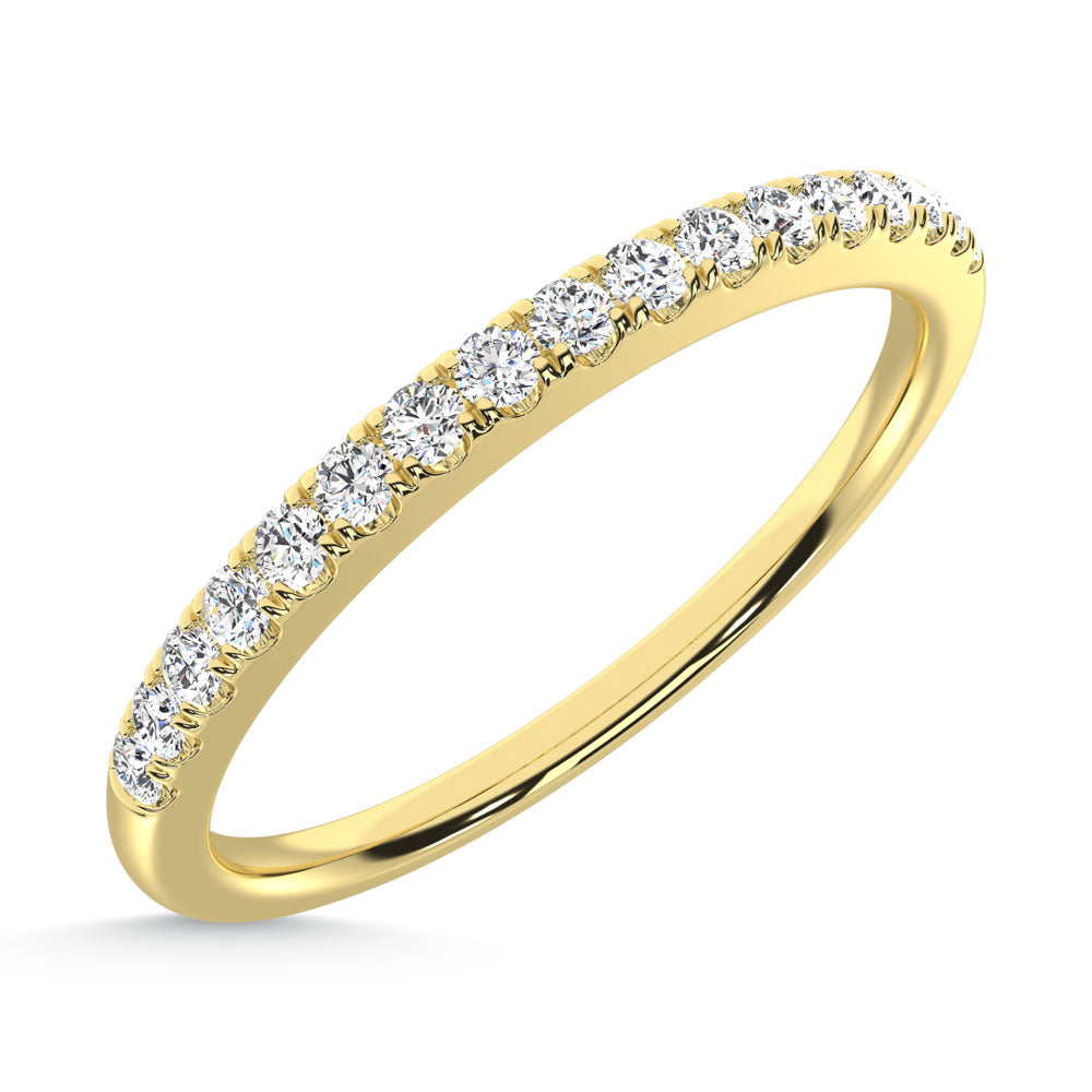 10K Yellow Gold Lab Grown Diamond 1/6 ct. tw. Wedding Band, top view of the diamonds