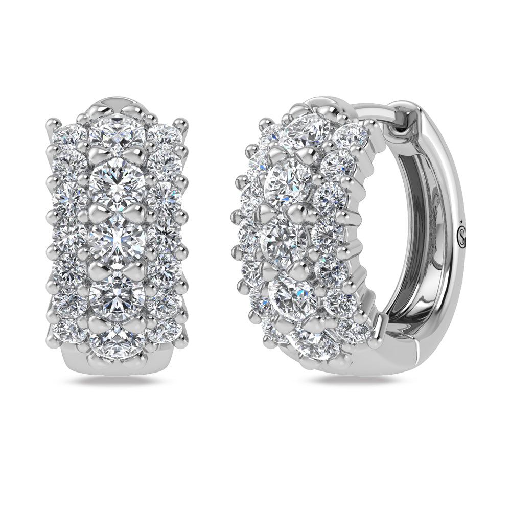 14K White Gold Lab Grown Diamond 1 1/4 Ct.Tw. Huggies Earrings  Picasso Gold & Diamond Jewelry