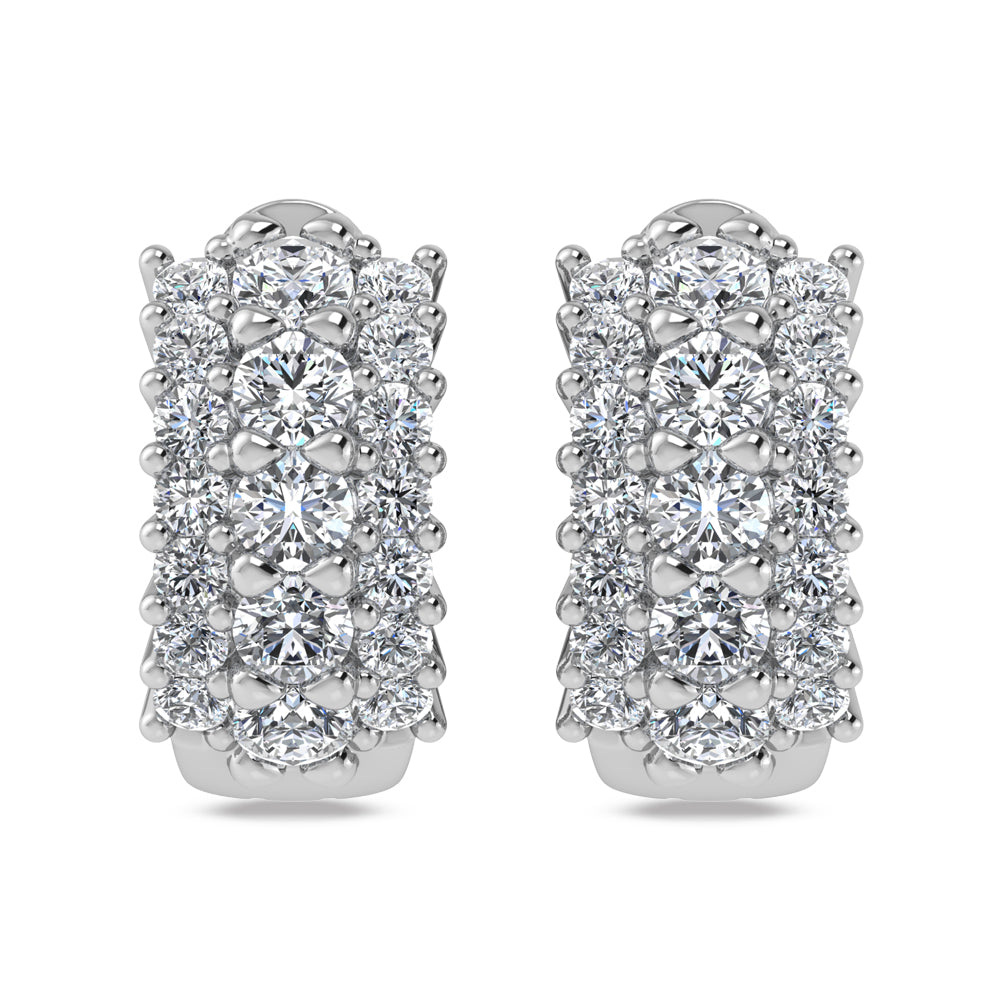 14K White Gold Lab Grown Diamond 1 1/4 Ct.Tw. Huggies Earrings  Picasso Gold & Diamond Jewelry
