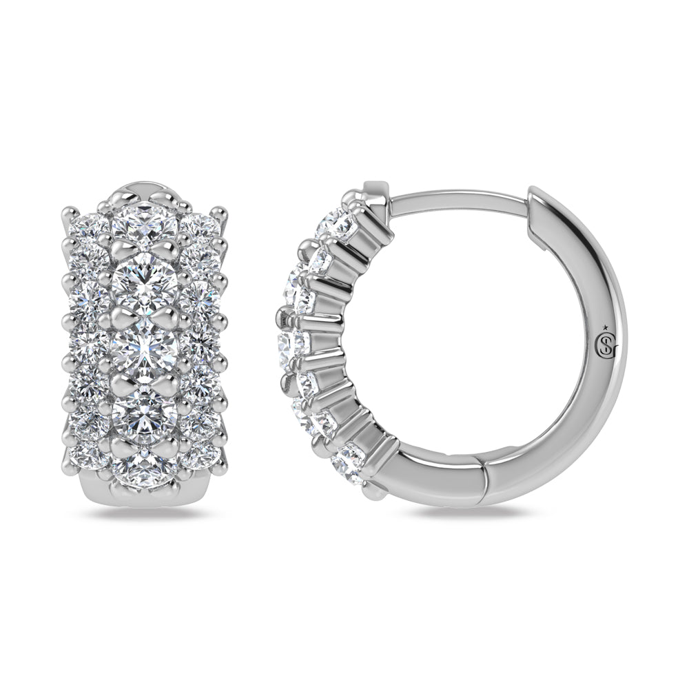14K White Gold Lab Grown Diamond 1 1/4 Ct.Tw. Huggies Earrings  Picasso Gold & Diamond Jewelry