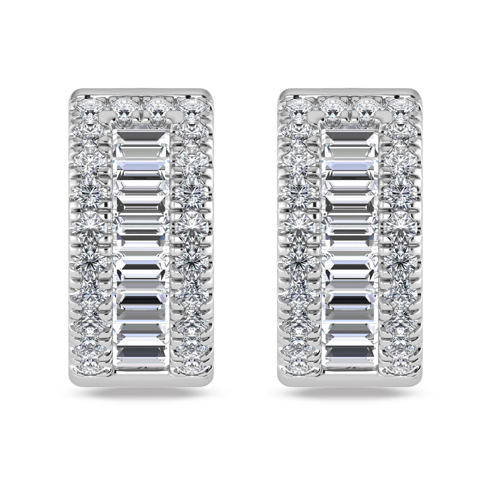 14K White Gold Lab Grown Diamond 7/8 Ct.Tw. Huggies Earrings  Picasso Gold & Diamond Jewelry
