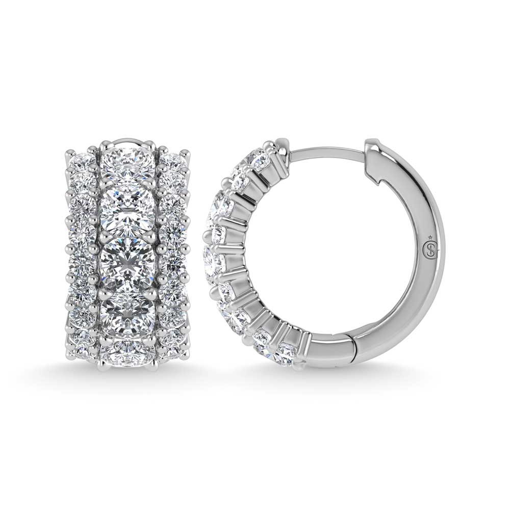 14K White Gold Lab Grown Diamond 5 1/4 Ct.Tw. Huggies Earrings  Picasso Gold & Diamond Jewelry