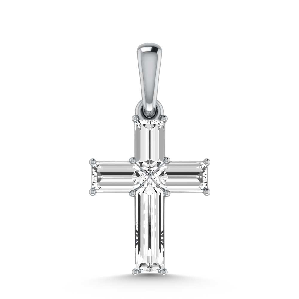 14K White Gold  1/3 Ct.Tw. Lab Grown Diamond Cross Pendant