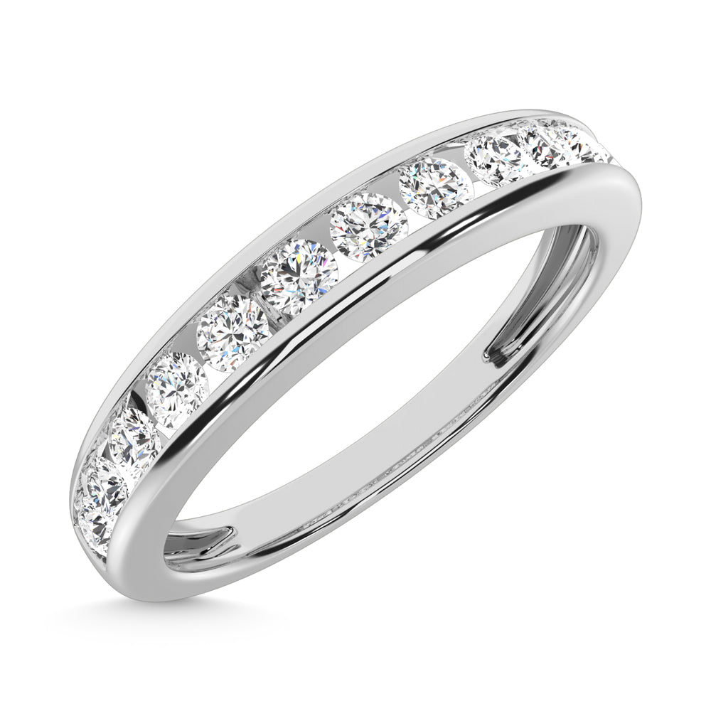 14K White Gold Lab Grown Diamond 1/5 ct. tw. Channel Band, top view of the diamonds