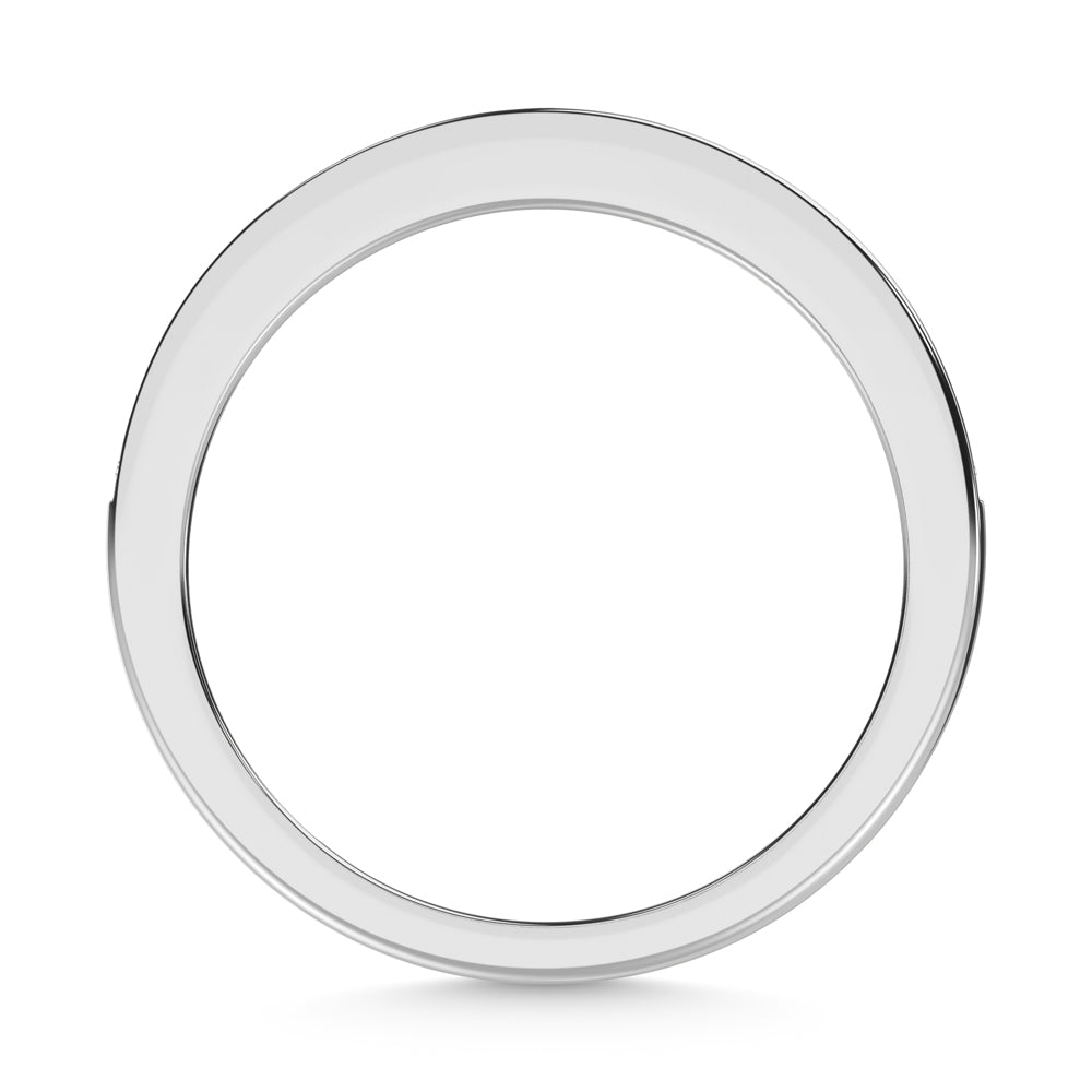 14K White Gold Lab Grown Diamond 1/5 ct. tw. Channel Band, close-up of the diamond setting