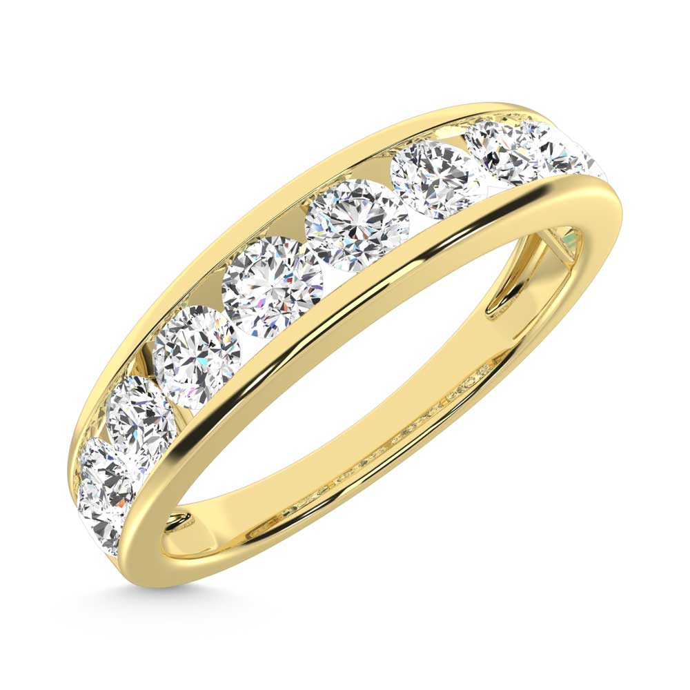 14K Yellow Gold Lab Grown Diamond 3/4 ct. tw. Channel Band, side profile view showing the band