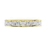 14K Yellow Gold Lab Grown Diamond 3/4 ct. tw. Channel Band, top view of the diamonds
