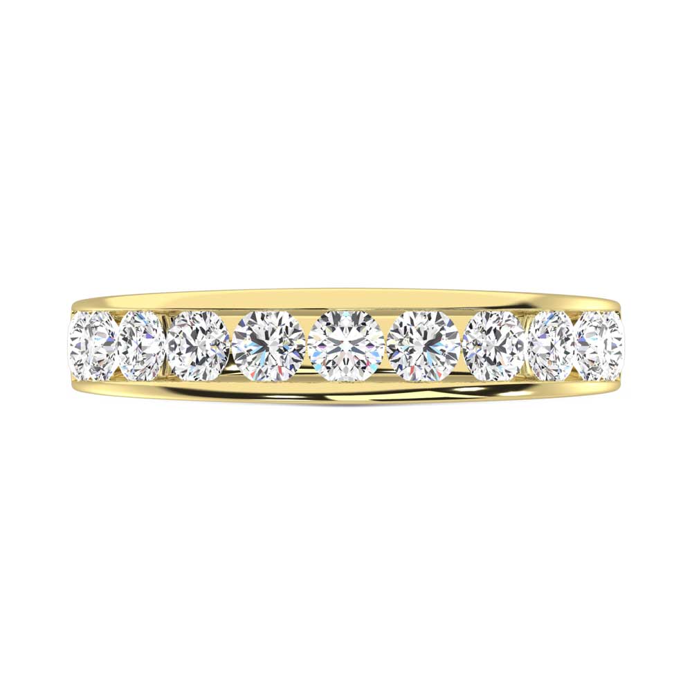 14K Yellow Gold Lab Grown Diamond 3/4 ct. tw. Channel Band, top view of the diamonds