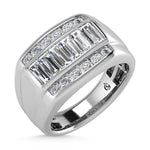 14K White Gold Lab Grown Diamond 1 7/8 ct. tw. Men's Ring, top view of the diamonds