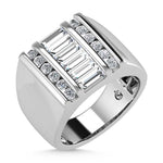 14K White Gold Lab Grown Diamond 2 ct. tw. Men's Ring, top view of the diamonds
