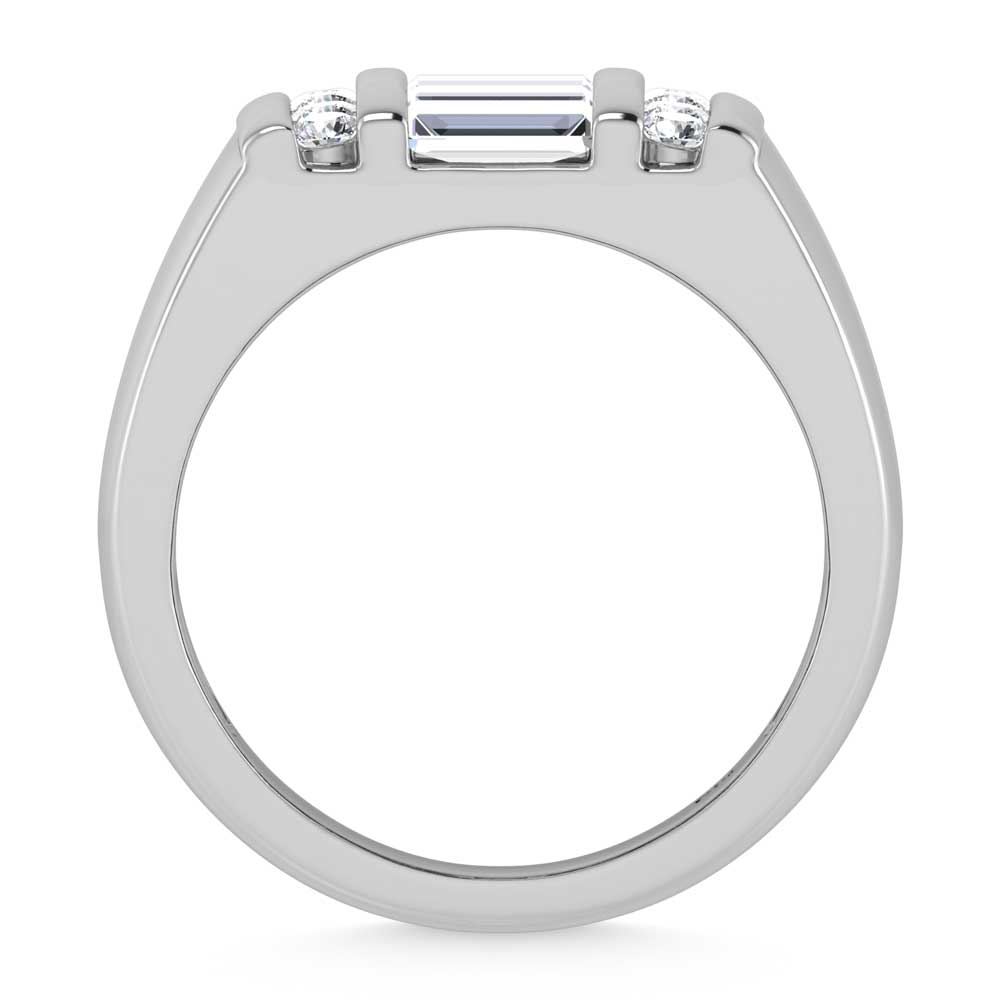 14K White Gold Lab Grown Diamond 2 ct. tw. Men's Ring, close-up of the setting