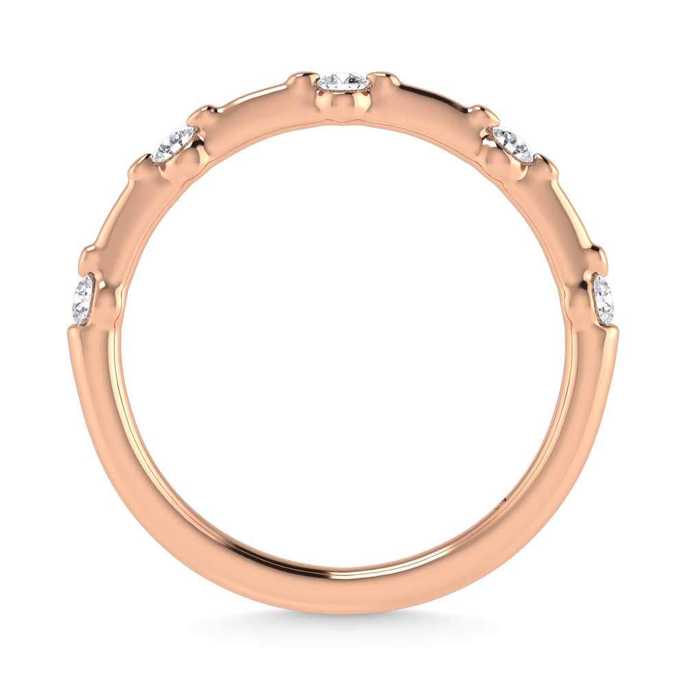 14K Rose Gold Lab Grown Diamond 1/6 ct. tw. Wedding Band, close-up of the diamond setting