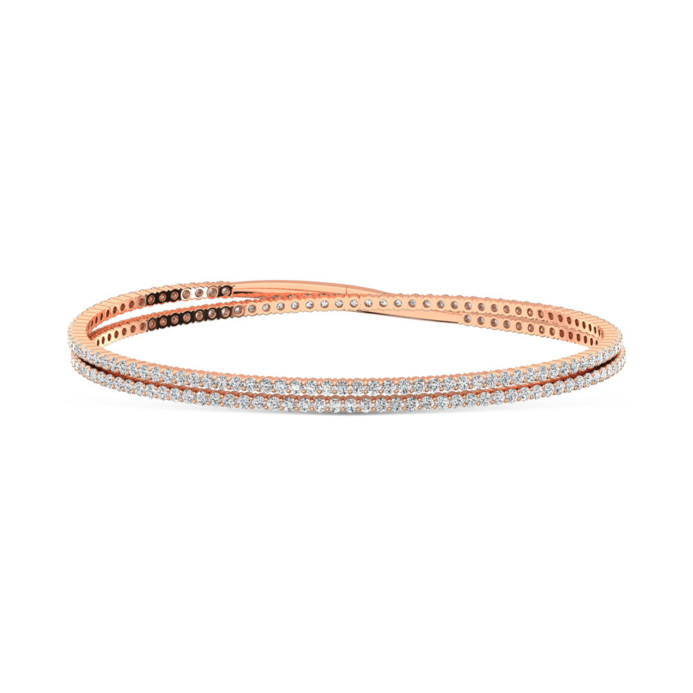 14K White Gold 3 1/2 Ct.Tw. Labgrown Diamond 2 Row Flexi Bangle