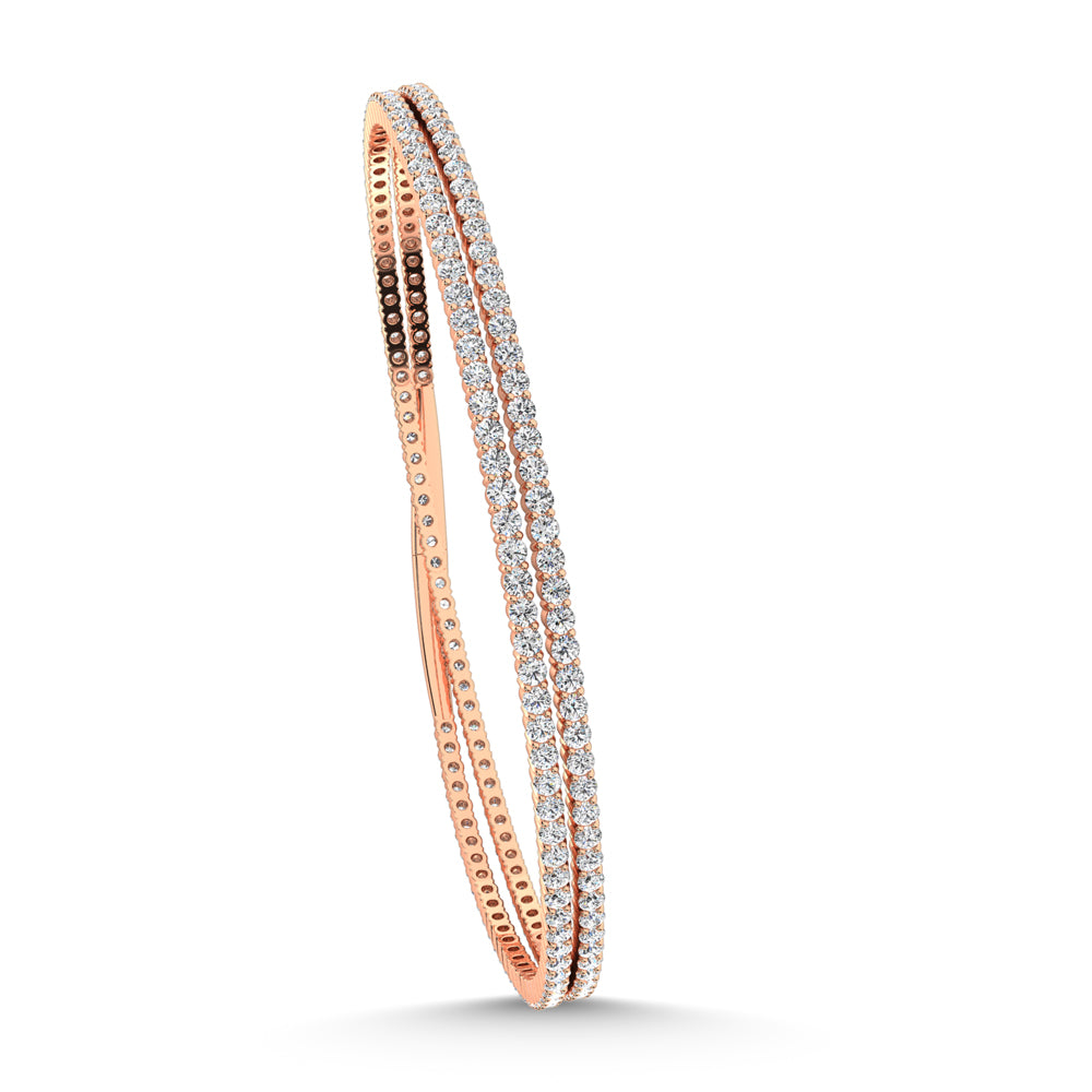 14K White Gold 3 1/2 Ct.Tw. Labgrown Diamond 2 Row Flexi Bangle