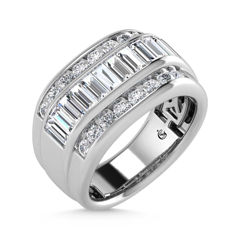 14K White Gold Lab Grown Diamond 2 3/8 ct. tw. Men's Ring, top view of the diamonds