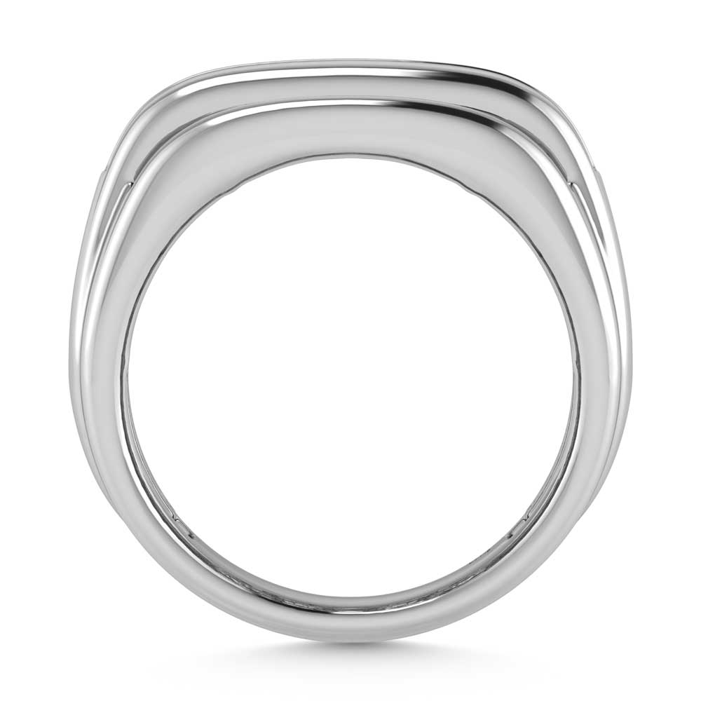 14K White Gold Lab Grown Diamond 2 3/8 ct. tw. Men's Ring, close-up of the setting