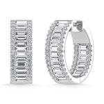 14K White Gold Round & Baguette Lab Grown Diamond 4 Ct.Tw. Hoop Earrings  Picasso Gold & Diamond Jewelry