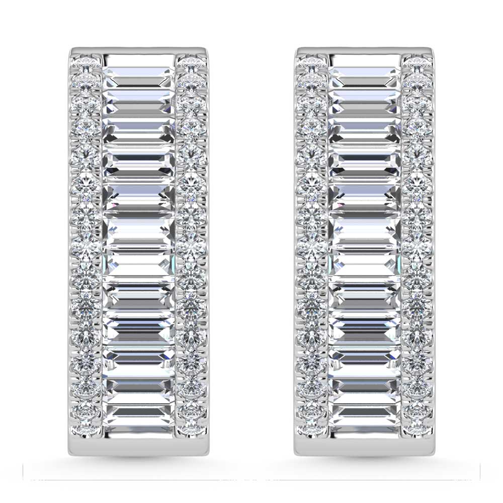 14K White Gold Round & Baguette Lab Grown Diamond 5 Ct.Tw. Hoop Earrings  Picasso Gold & Diamond Jewelry