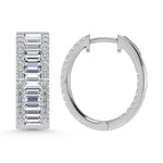 14K White Gold Round & Baguette Lab Grown Diamond 4 Ct.Tw. Hoop Earrings  Picasso Gold & Diamond Jewelry