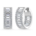 14K White Gold Round & Baguette Lab Grown Diamond 3 Ct.Tw. Hoop Earrings  Picasso Gold & Diamond Jewelry