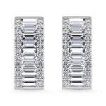 14K White Gold Round & Baguette Lab Grown Diamond 3 Ct.Tw. Hoop Earrings  Picasso Gold & Diamond Jewelry