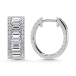 14K White Gold Round & Baguette Lab Grown Diamond 3 Ct.Tw. Hoop Earrings  Picasso Gold & Diamond Jewelry