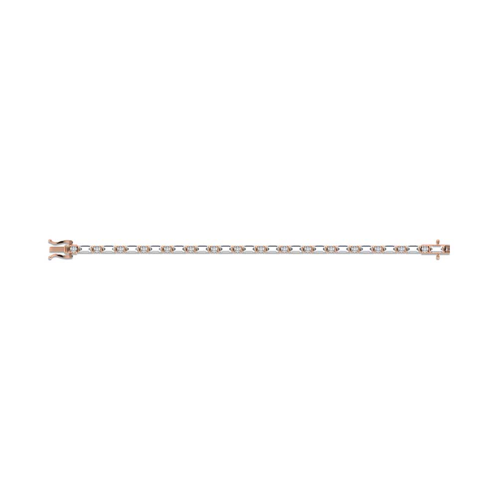 14K White Gold Round & Baguette Lab Grown Diamond 7 Ct.Tw. Tennis Bracelet