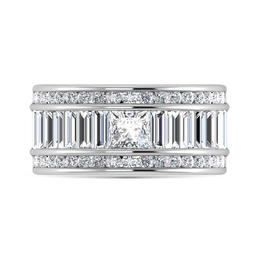 14K White Gold Lab Grown Diamond 3 3/4 ct. tw. Slim Baguette Band, detailed angle view