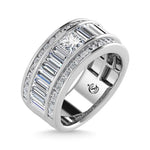 14K White Gold Lab Grown Diamond 3 3/4 ct. tw. Slim Baguette Band, top view of the diamonds