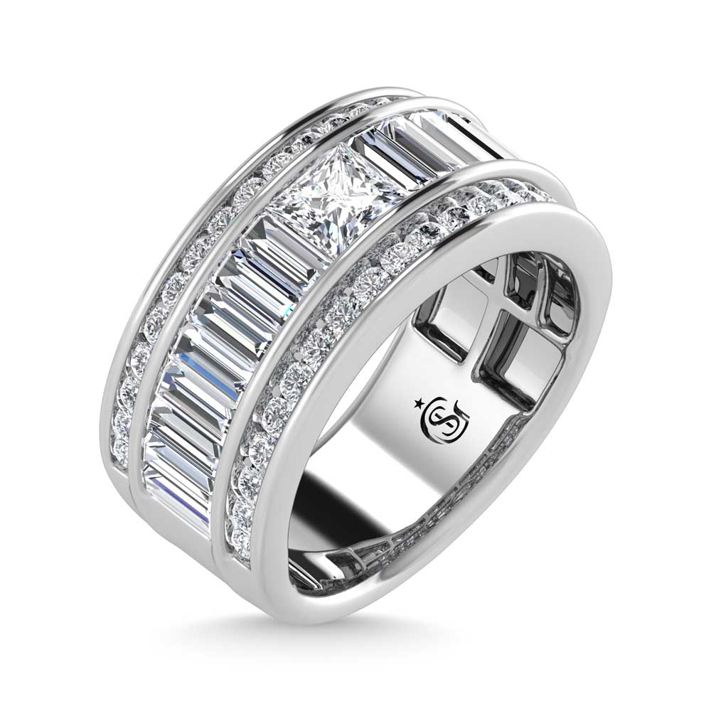 14K White Gold Lab Grown Diamond 3 3/4 ct. tw. Slim Baguette Band, top view of the diamonds