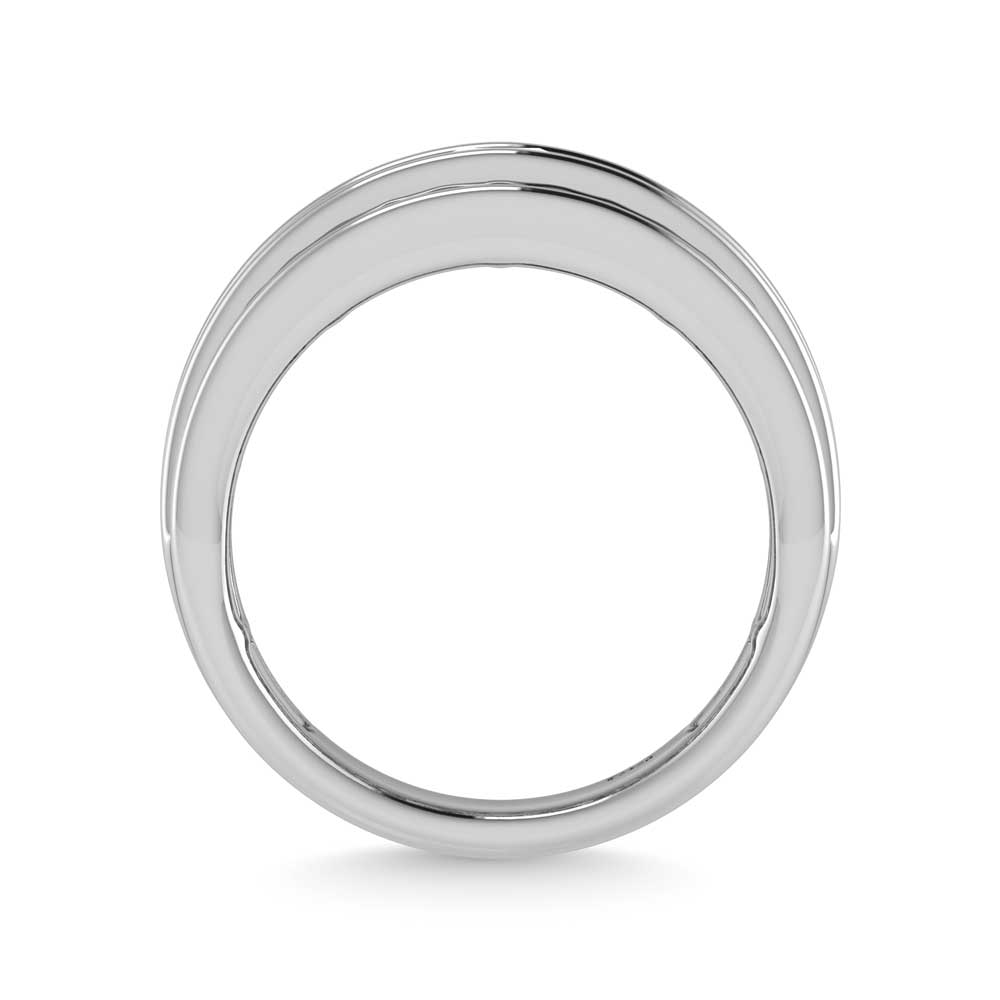 14K White Gold Lab Grown Diamond 3 3/4 ct. tw. Slim Baguette Band, close-up of the setting