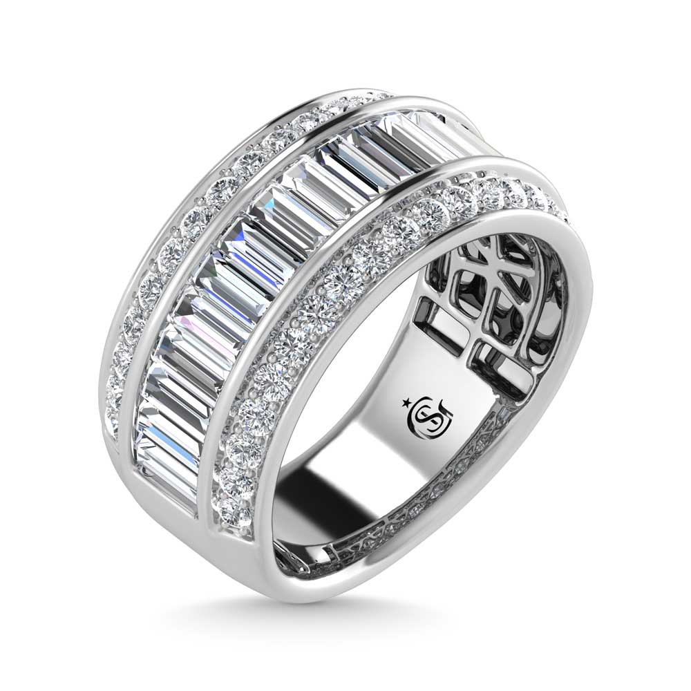 14K White Gold Lab Grown Diamond 3 ct. tw. Slim Baguette Band, top view of the diamonds