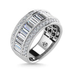 14K White Gold Lab Grown Diamond 3 ct. tw. Slim Baguette Band, top view of the diamonds